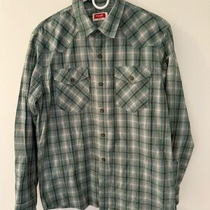 Wrangler Teal Plaid Long Sleeve Shirt